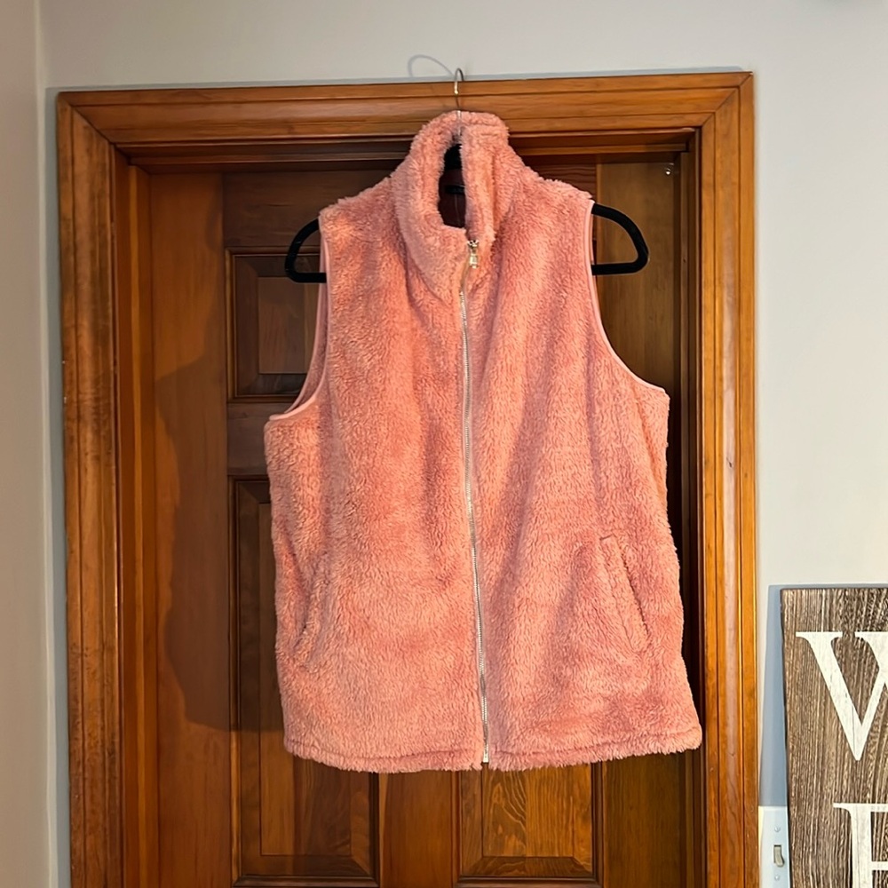 Pink fuzzy vest